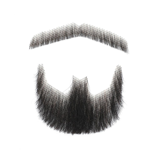 TOUCH WOOD Fake Beard, Trimmable and Customizable Fake Mustache, Soft and Nice Looking Black Realistic Faux Facial Hair for Men Theatrical, Holiday, Drama, Party, Movie