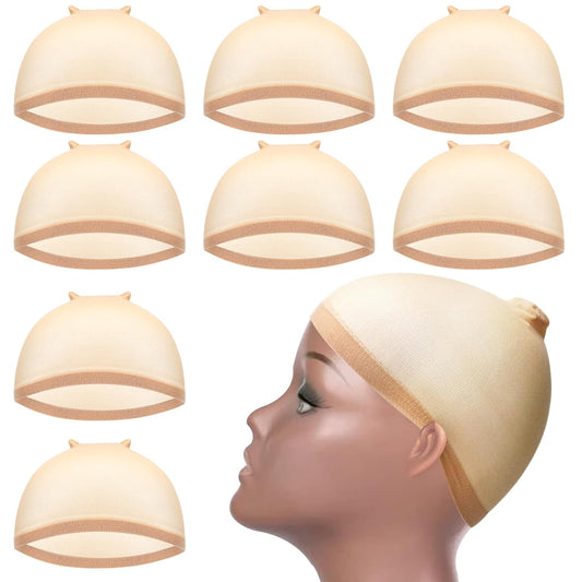 TOUCH WOOD Wig Cap for Lace Front Wig Stretchy Nylon Wig Caps, Wig Cap for Women Bold Cap for Men Lace Front Wig Skin Tone Stocking Cap for Wigs Nude Wig Cap 8 Pieces (Light Brown)