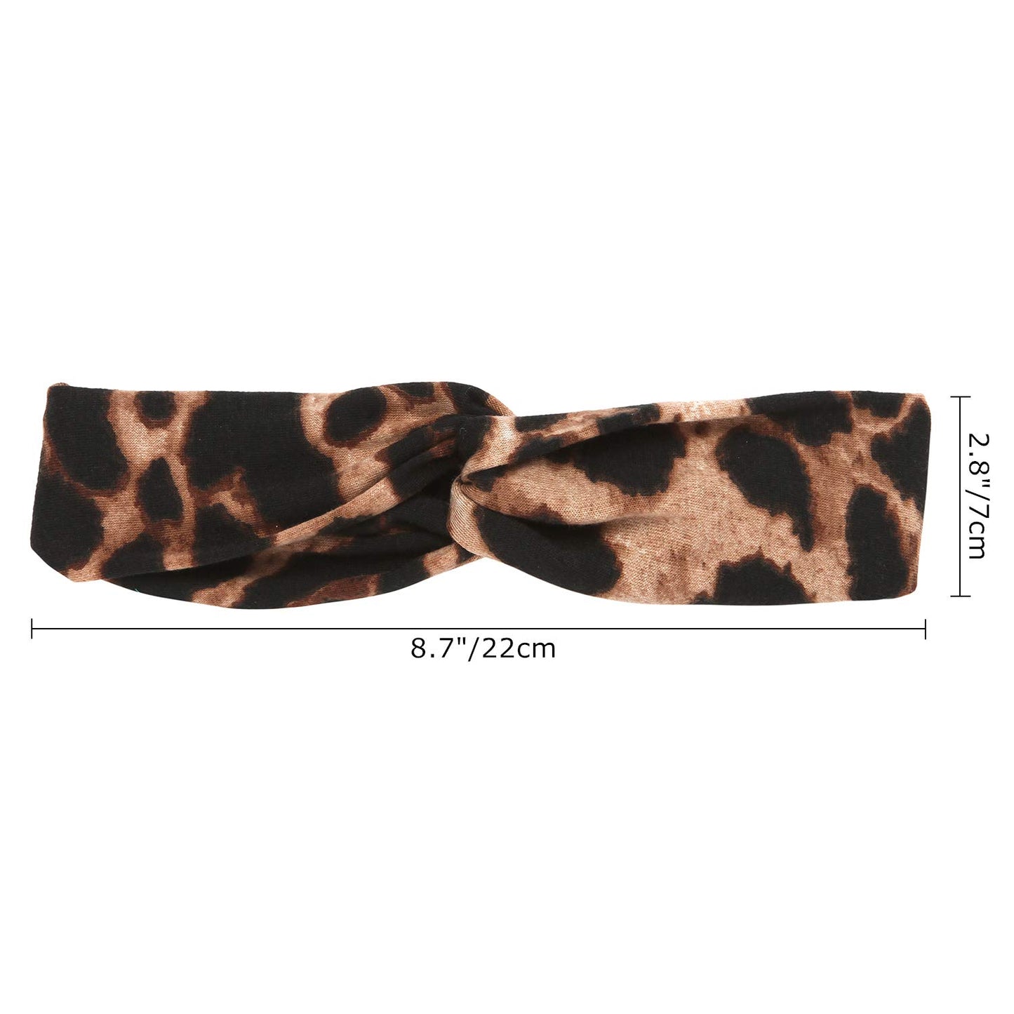 BLONDE UNICORN 4pcs Leopard Print Twisted Criss Cross Elastic Headbands Soft Cotton Hair Bands for Women Girls