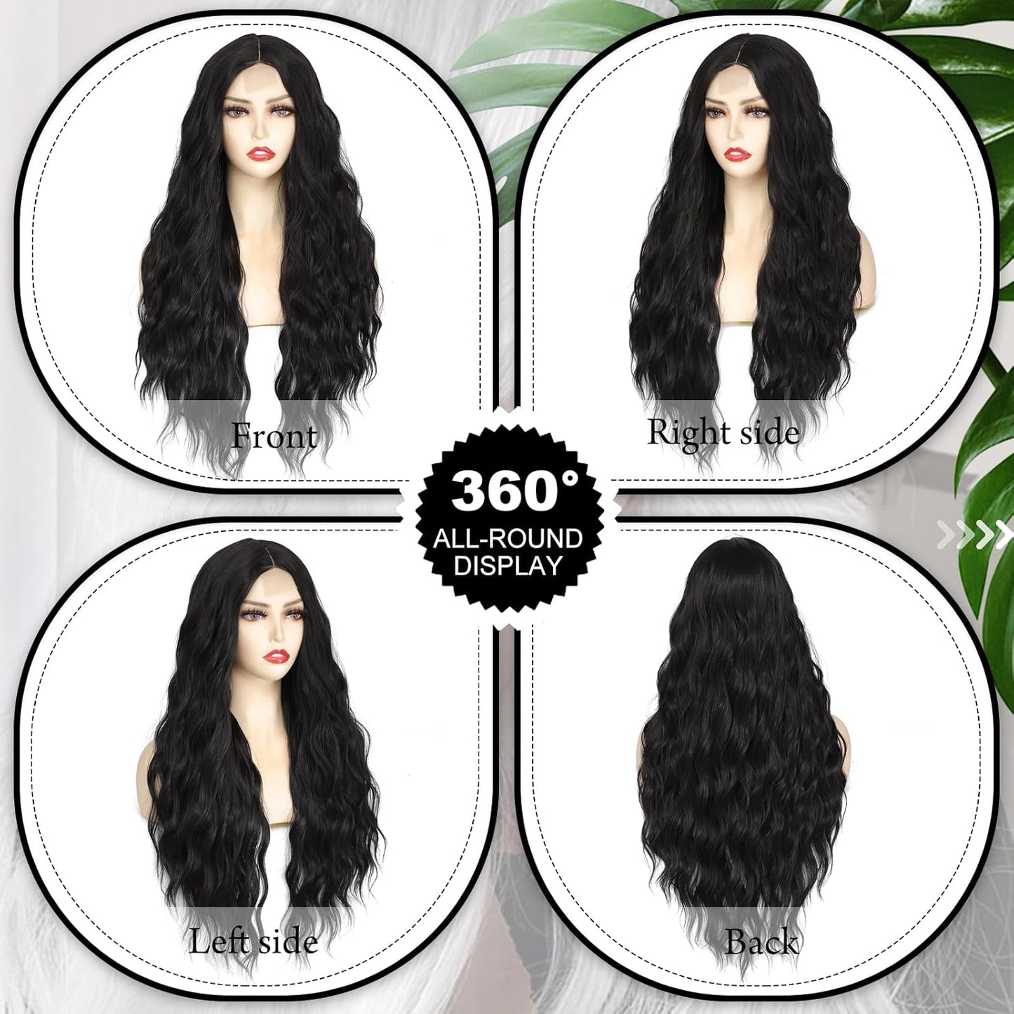 TOUCH WOOD Cosplay Long Black Wig 28 Inch Middle Part Synthetic Wig Realistic Gifts Party Wigs for Women Daily Use Colorful Wigs (Black)