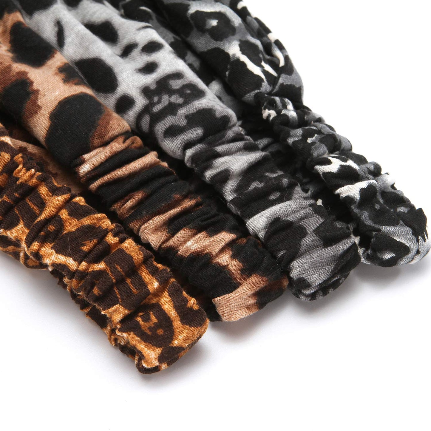 BLONDE UNICORN 4pcs Leopard Print Twisted Criss Cross Elastic Headbands Soft Cotton Hair Bands for Women Girls