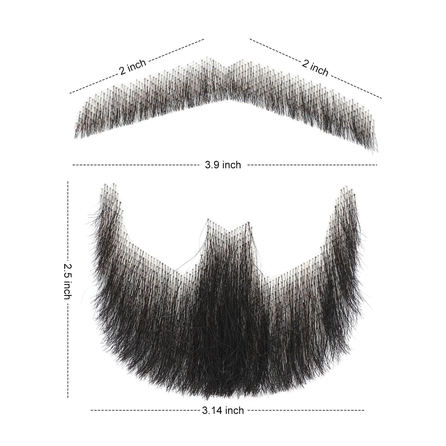 TOUCH WOOD Fake Beard, Trimmable and Customizable Fake Mustache, Soft and Nice Looking Black Realistic Faux Facial Hair for Men Theatrical, Holiday, Drama, Party, Movie