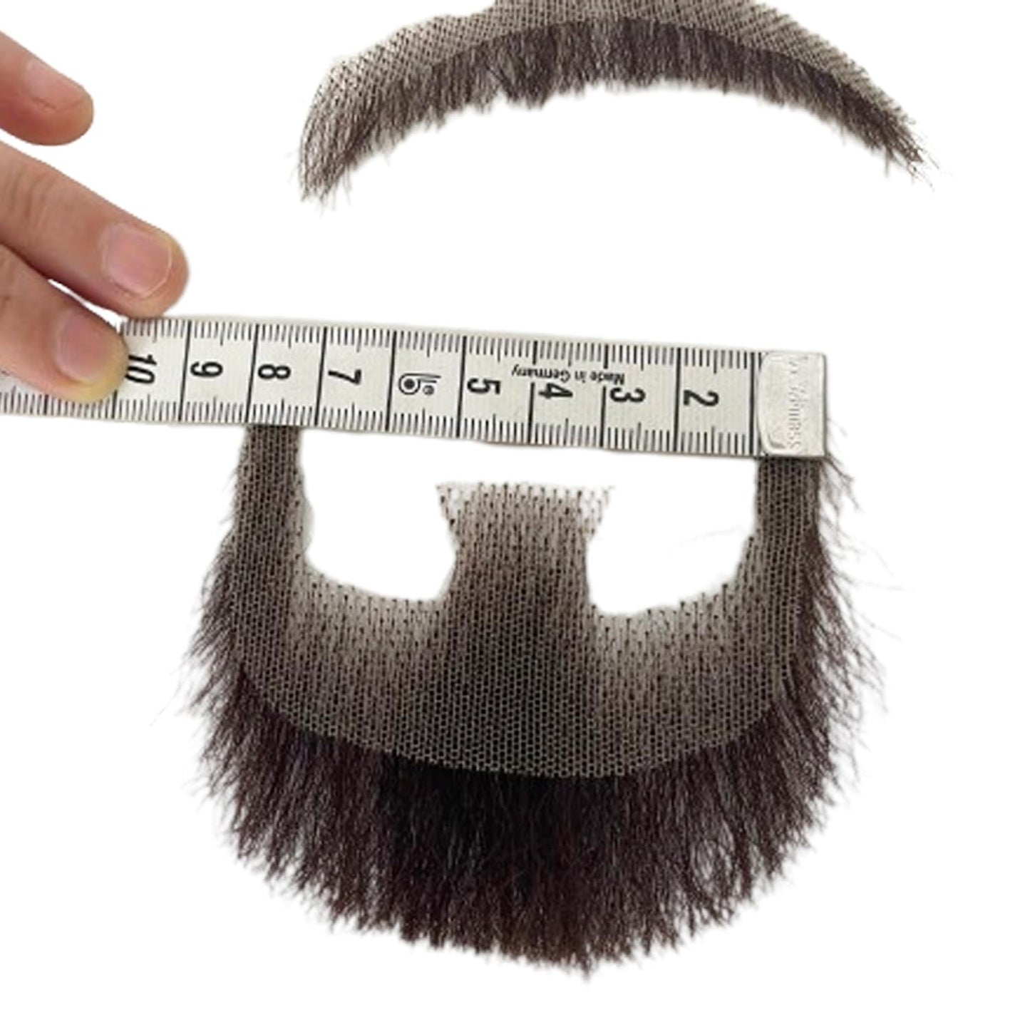 TOUCH WOOD Fake Beard Realistic Human Hair Full Hand Tied Facial Hair False Beards Lace Invisible Fake Face Mustache for Party Movie Makeup Halloween Cosplay Costume Party (Style-1, Brown)