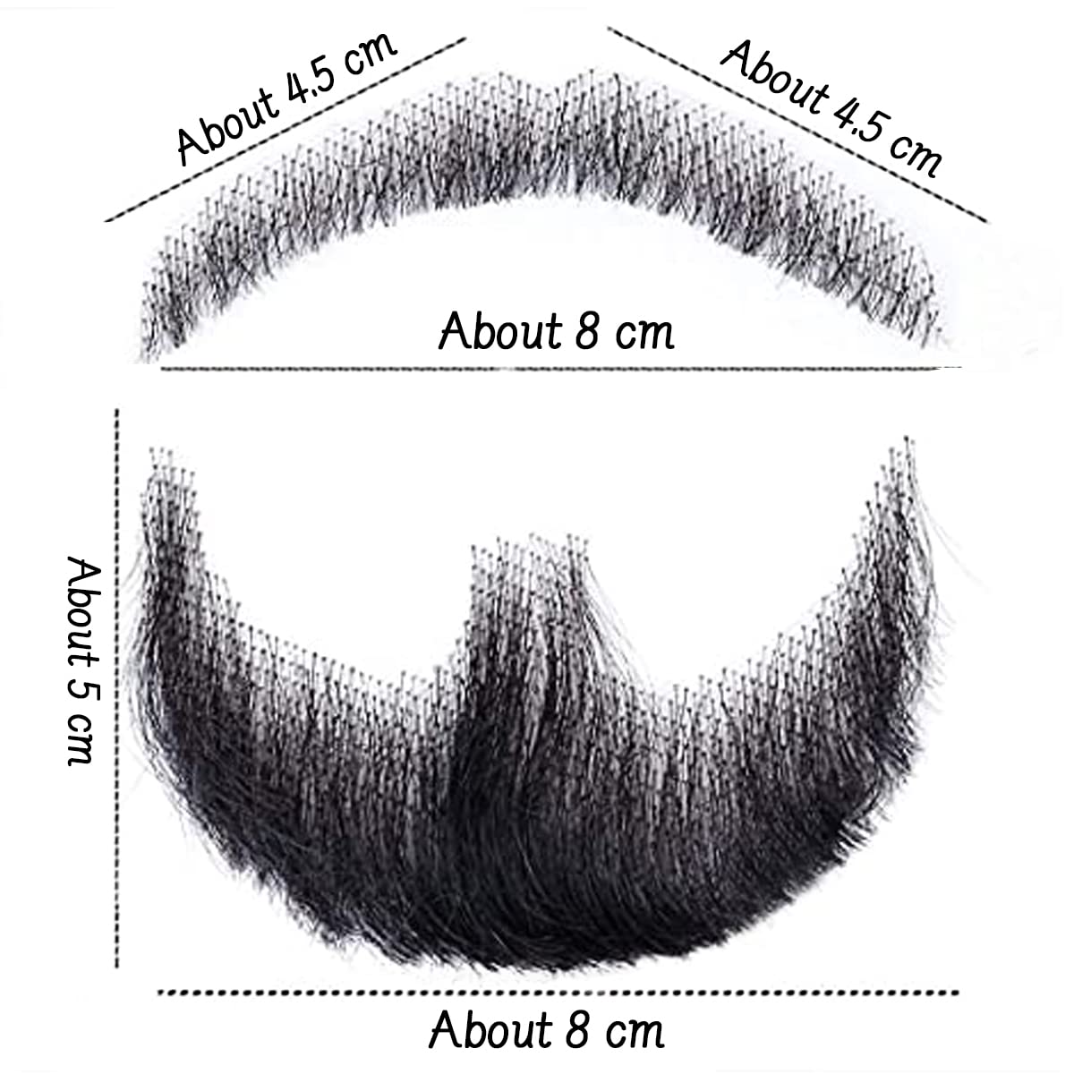 HIGH VERTEX Fake Mustache 100％ Human Hair Face Beard for Adults Men Realistic Makeup Lace Man Beards Black