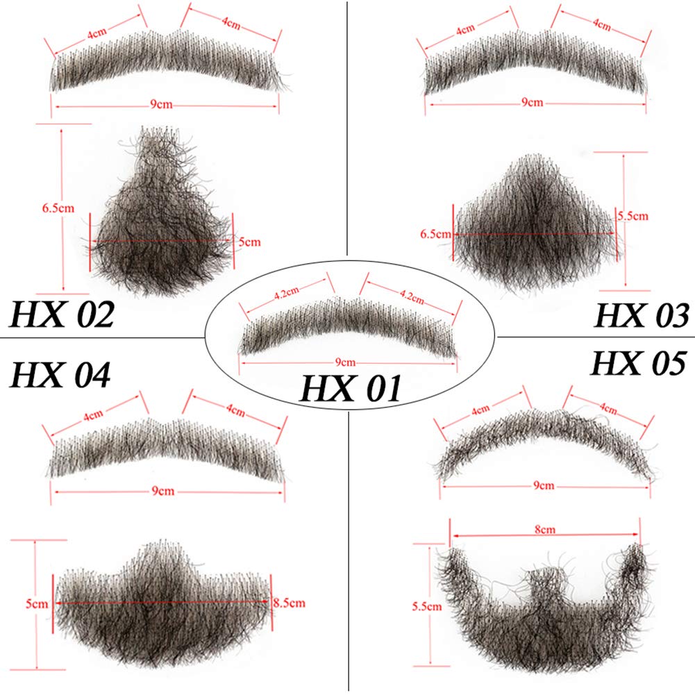 KNOT FREE Glue Lace Beard Hand Made Real Hair Mustache Fake Beard For GentleMen Seamless Fake Beards HX01