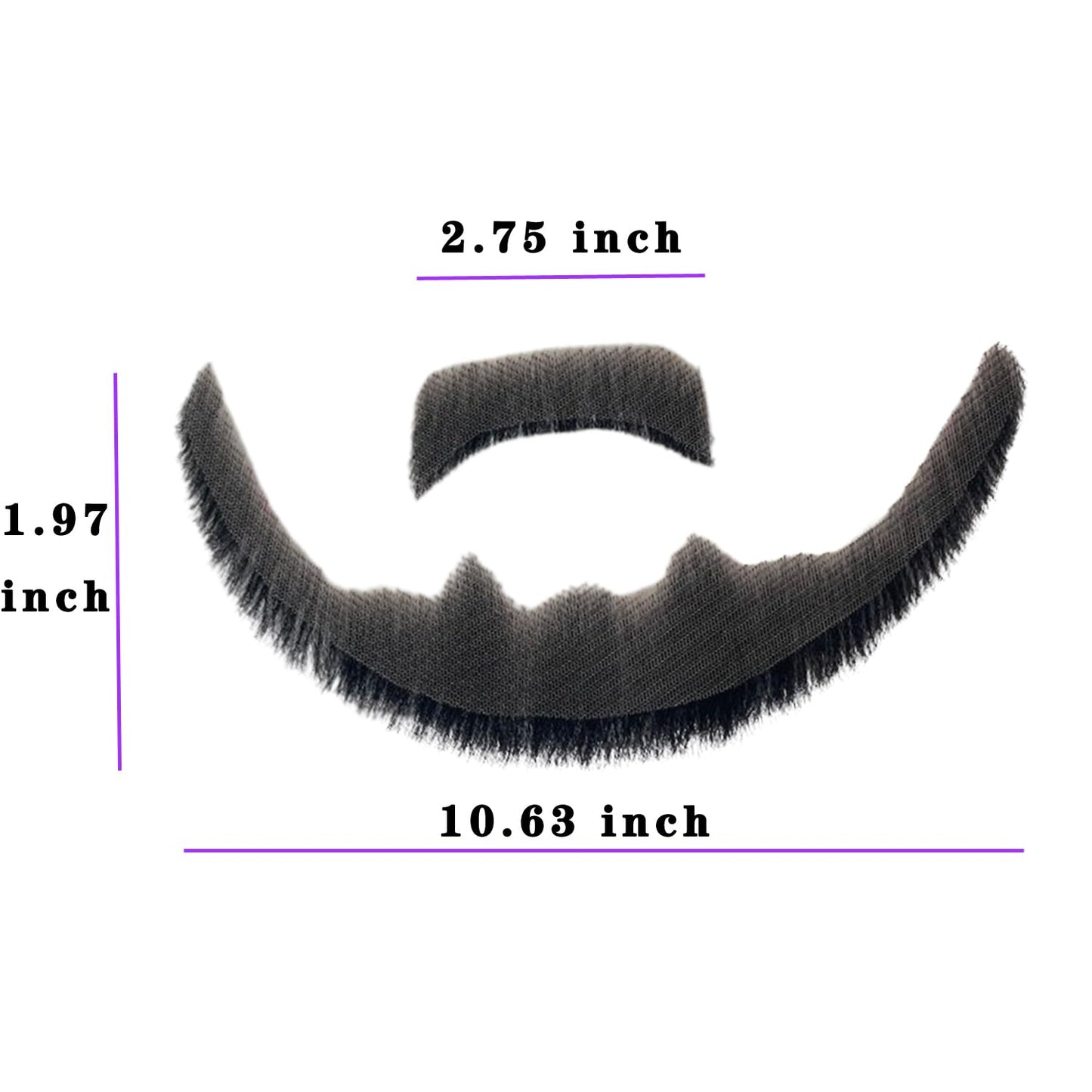 TRANSPARENCY KNOT  Fake Beard Realistic Human Hair Full Hand Tied Facial Hair False Beards Lace Invisible Fake FaceMustache for Party Movie Makeup Halloween Cosplay Costume Party (Style-2, Black)