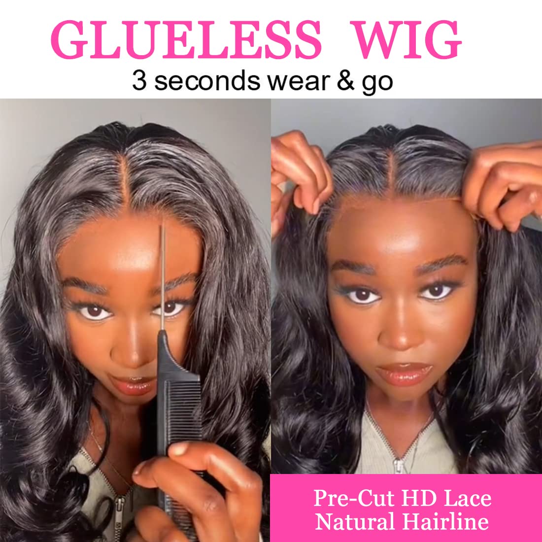 CURTAIN BANG Wear And Go Glueless Wig Bob Wig Human Hair Pre Cut Lace Body Wave HD Lace Front Wigs Pre Plucked 4x4 Closure Wigs Human Hair For Black Women 180% Density Glueless Bob Wig For Beginners 12 Inch