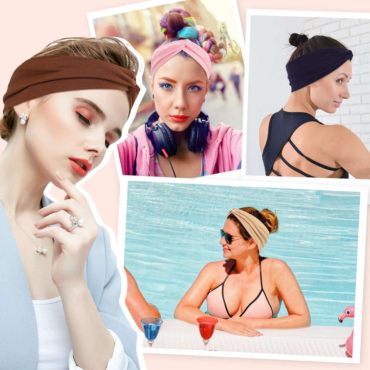 TOUCH WOOD 12 Pcs Stretchy Headbands for Women, Absorbed Sport Headband Soft Twist Knotted Headbands for Daily Life Yoga Workout