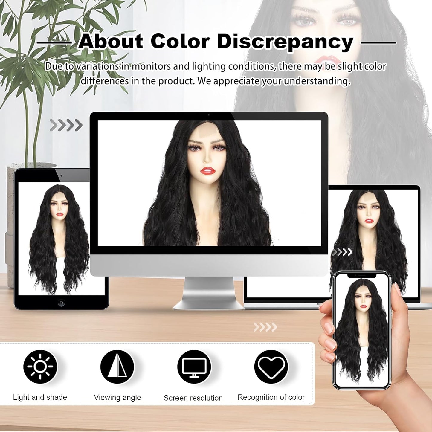 TOUCH WOOD Cosplay Long Black Wig 28 Inch Middle Part Synthetic Wig Realistic Gifts Party Wigs for Women Daily Use Colorful Wigs (Black)