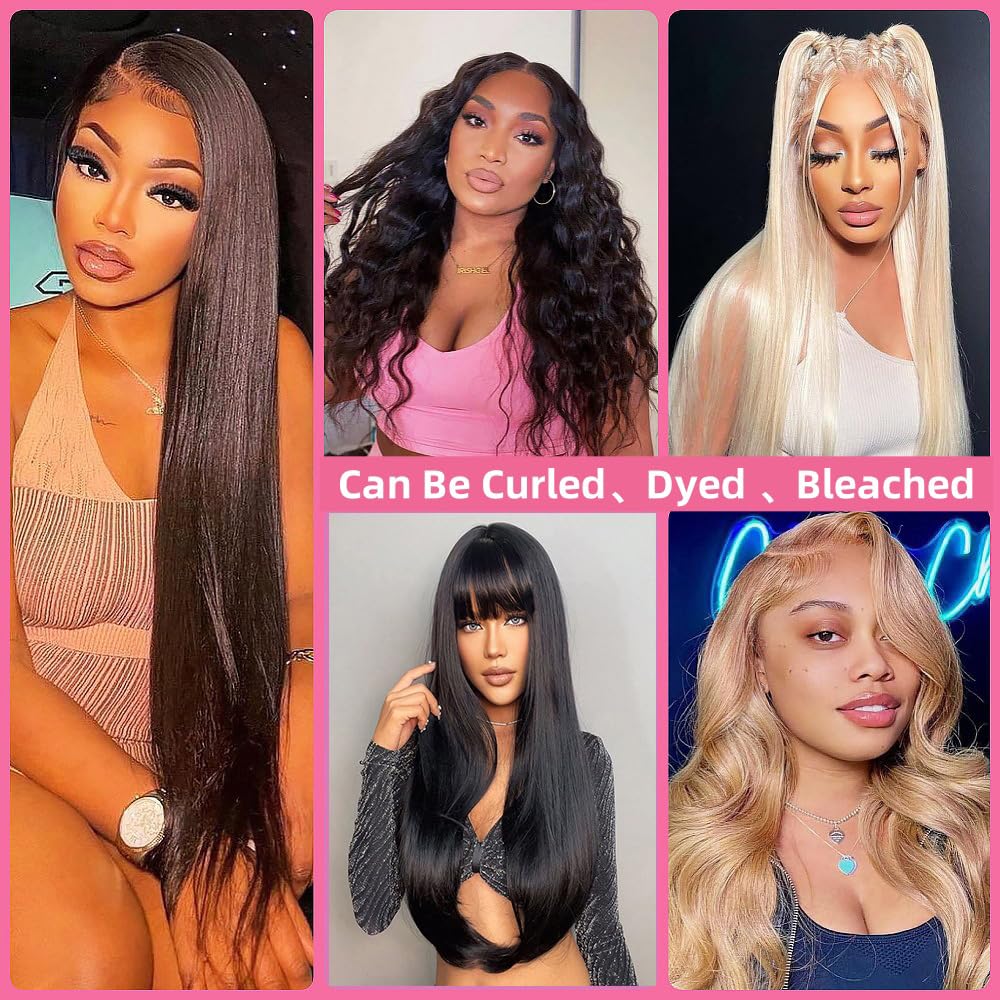 HIGH VERTEX  30 Inch Lace Front Wigs Human Hair 13x4 Straight HD Transparent Lace Front Wigs For Black Women Pre Plucked With Baby Hair 180 Density Natural Color