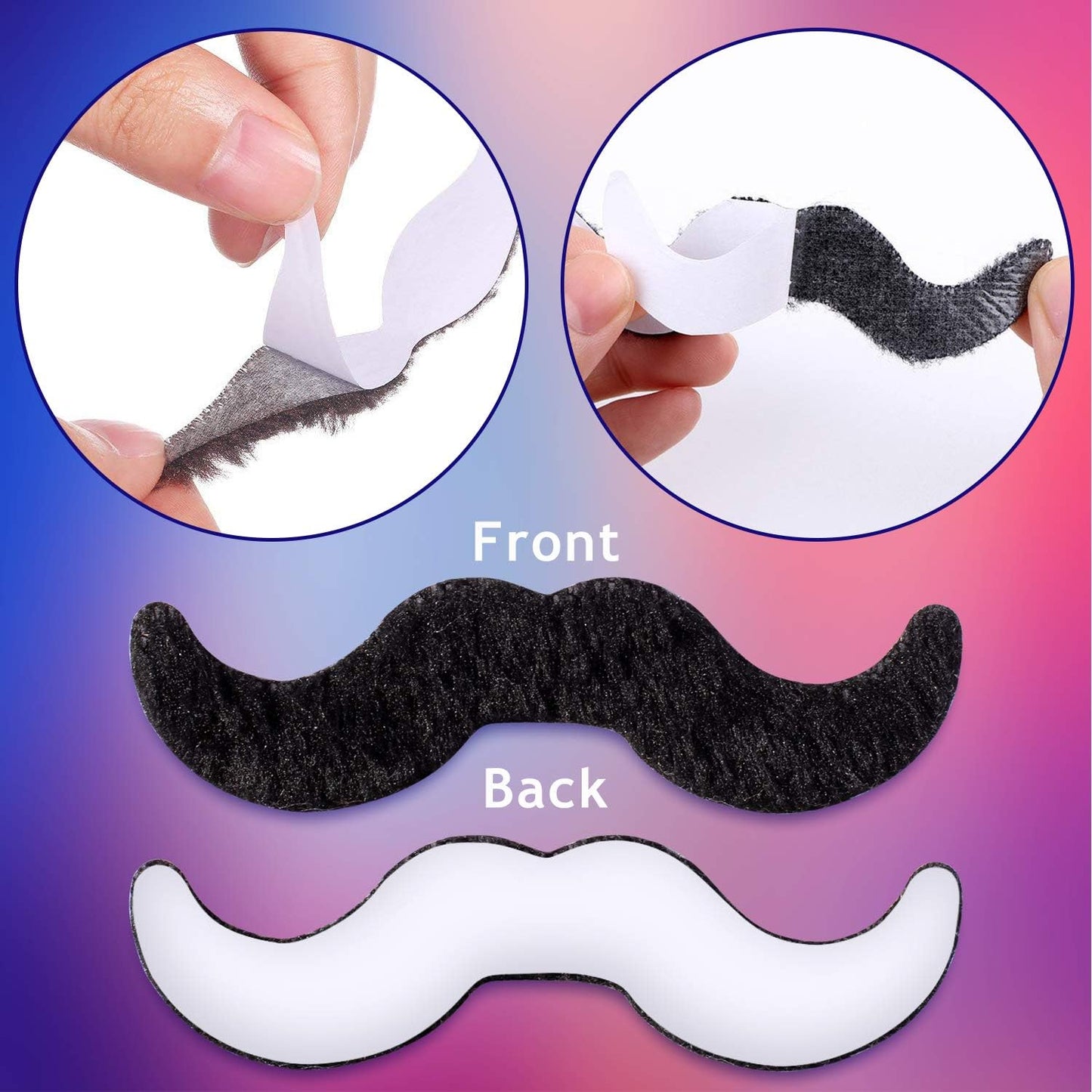 HAIRCUBE 48 Piece Self Adhesive Fake Mustache Set Novelty Mustaches for Costume and Halloween Festival Party