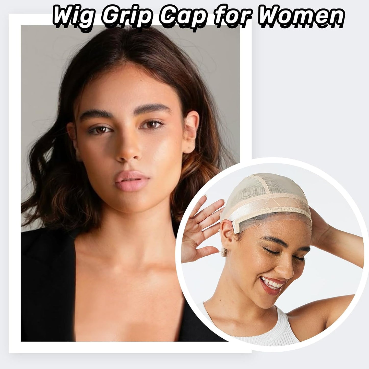 HIGH VERTEX Lace Silicone Wig Grip Cap for Women,Wig Cap with Grip Band Adjustable,Used for Lace Wigs and Single Top Wigs-Lace Silicone Cap Let Your Wig Be Glueless.(Beige)