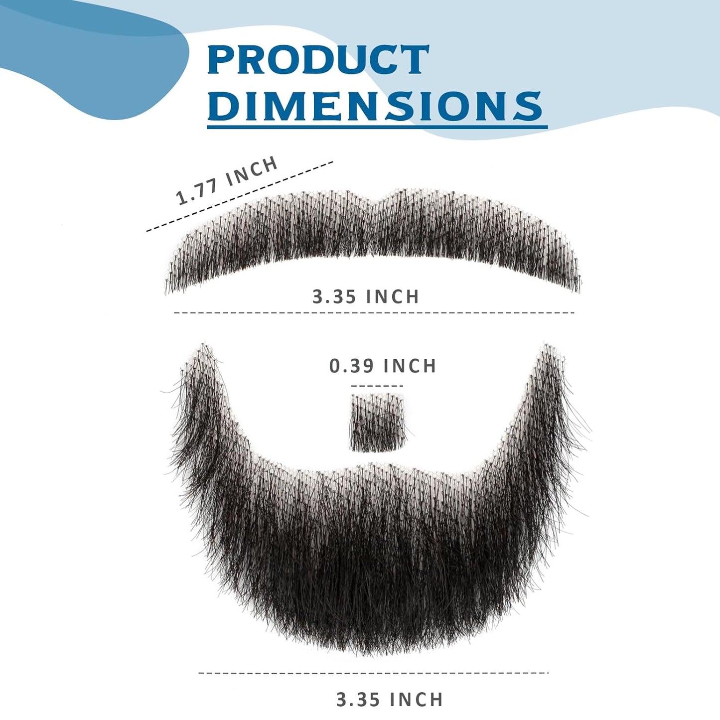 HIGH VERTEX 100% Human Hair Full Hand Tied Lace Fake Mustache Goatee Human Hair Fake Beard Realistic Makeup for Drama/Party/Entertainment/Movie Prop for Halloween Funny Cosplay Costume Party