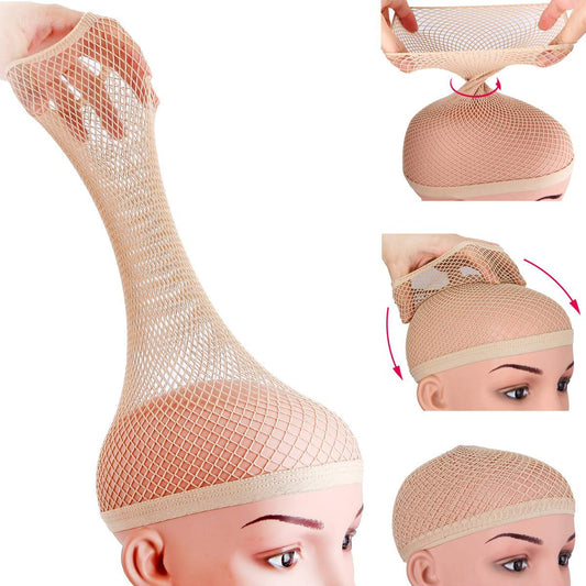 CURTAIN BANG Hair Net for Long Hair, Mesh Wig Caps for Women, Natural Nude, 2 Pieces