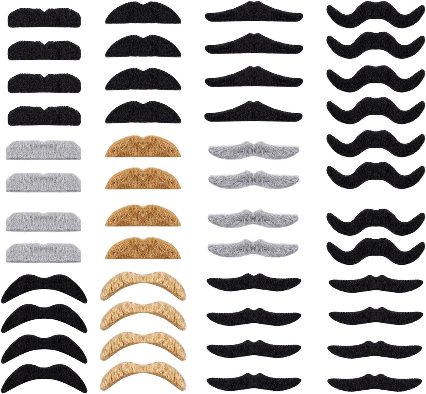 HAIRCUBE 48 Piece Self Adhesive Fake Mustache Set Novelty Mustaches for Costume and Halloween Festival Party