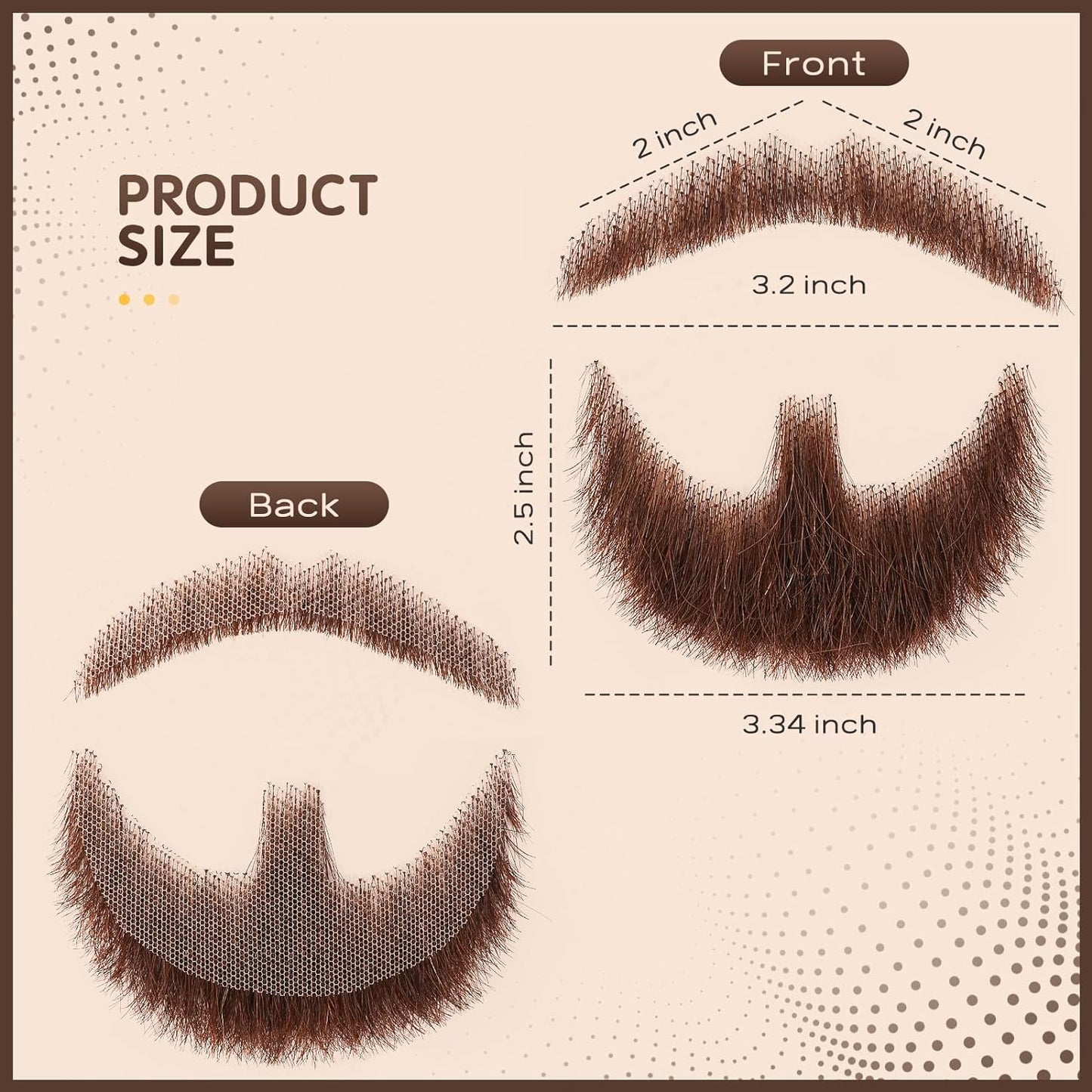 HAIRCUBE Fake Beard Fake Mustache Fake Goatee Realistic 100% Human Hair Full Hand Tied Goatee False Beards Lace Invisible Fake Mustache for Halloween Dressing Men Makeup Entertainment/Drama/Party/Movie