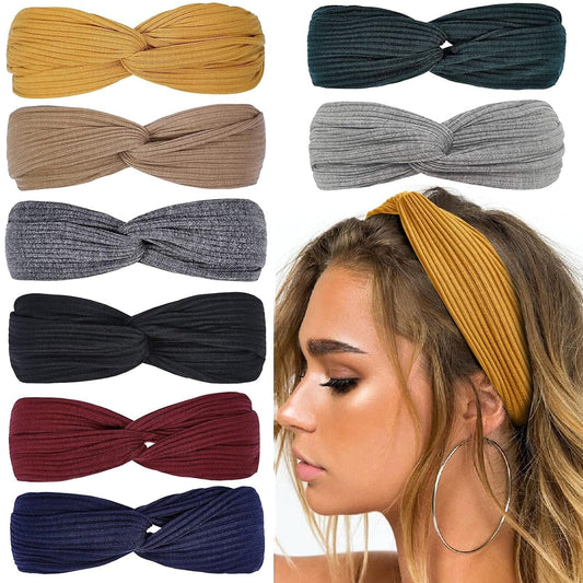 BLONDE UNICORN HAIR Headbands for Women Twist Knotted Women Head Bands Boho Stretchy Hair Bands Non Slip for Girls Criss Cross Turban Plain Headwrap Yoga Workout Vintage Hair Accessories, Solid Color